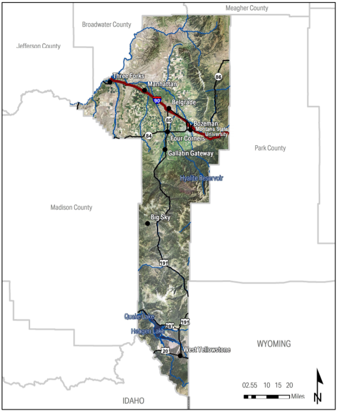 Ortho map of Gallatin County, Montana