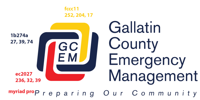 Gallatin County Emergency Management Logo with logo colors identified