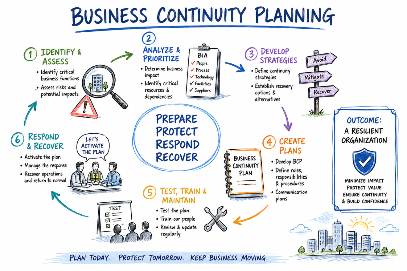 Computer generated planning cycle for business continuity