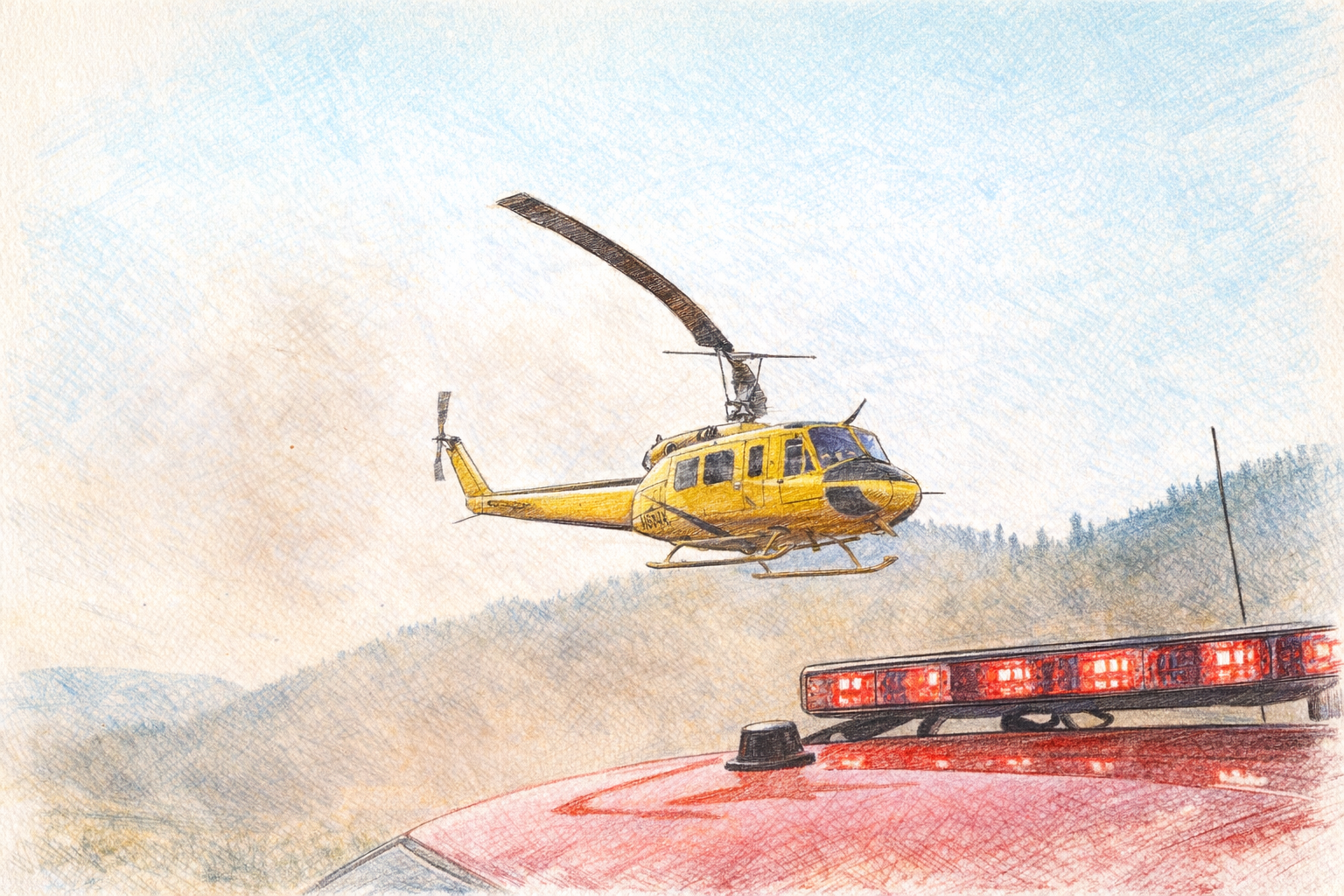 Computer generated firefighting helicopter