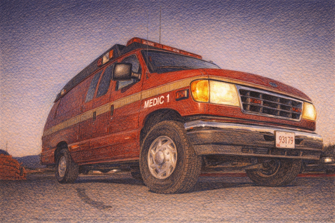 Computer generated sketch of an ambulance