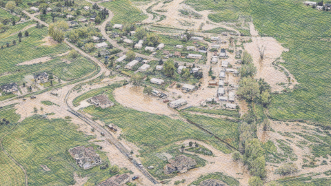 Computer generated image of flooded houses