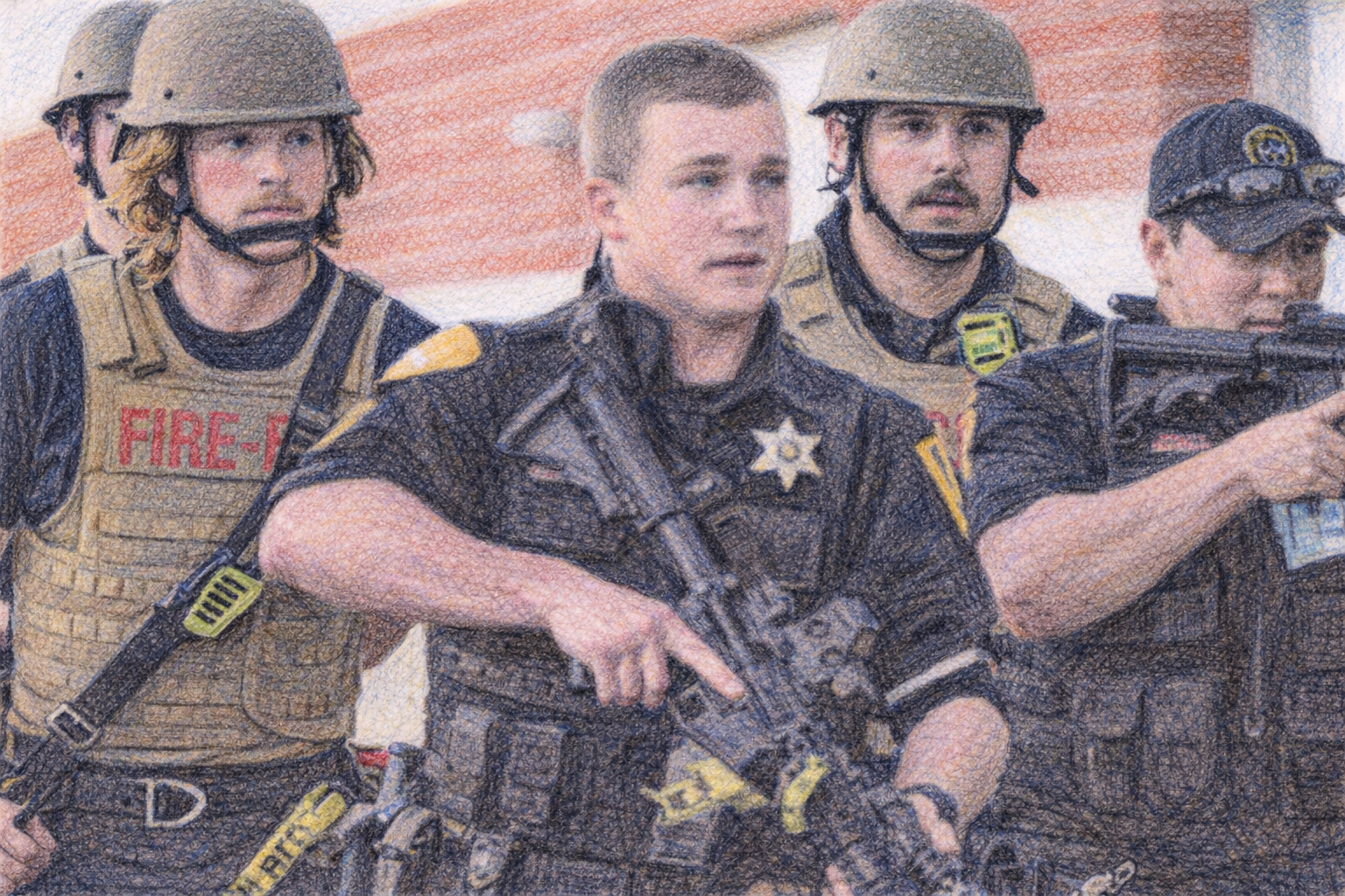Computer generated sketch of an active killer training