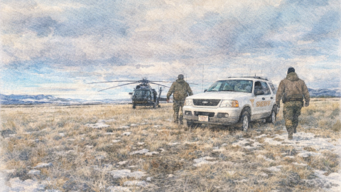 Computer generated sketch of a SWAT team