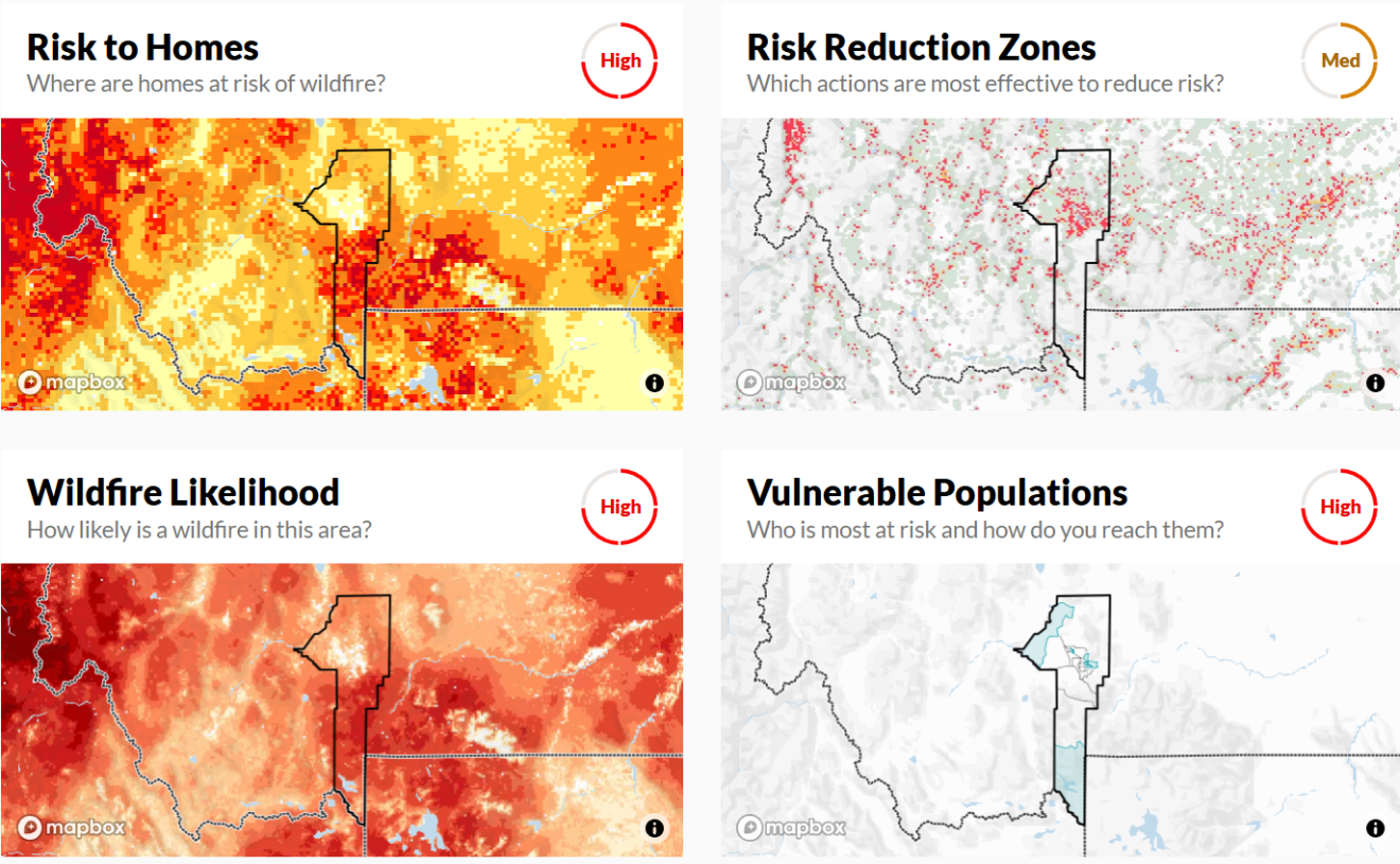 Gallatin County hazard maps from wildfirerisk.org