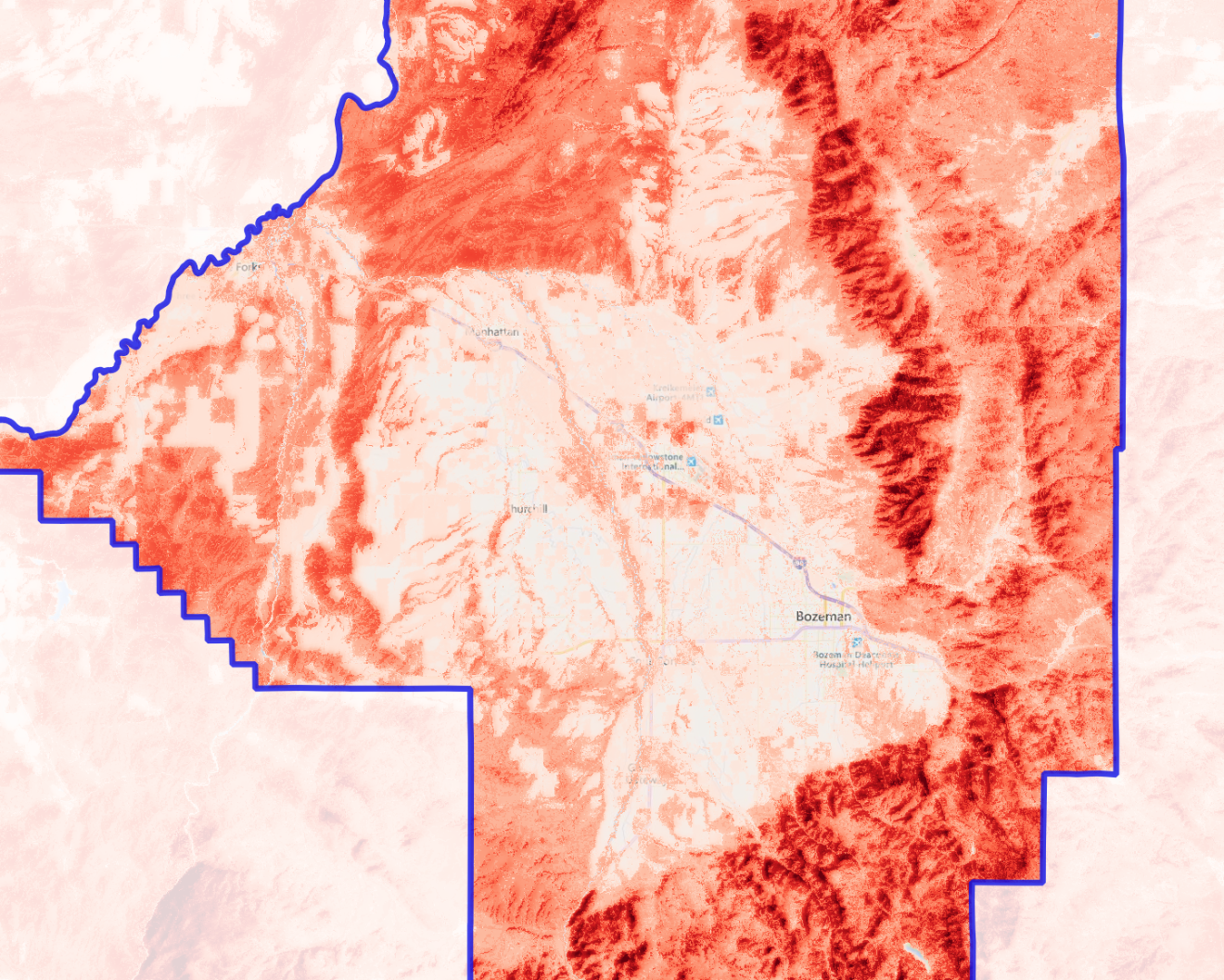 Illustrative example of Wildfire Exposure Score