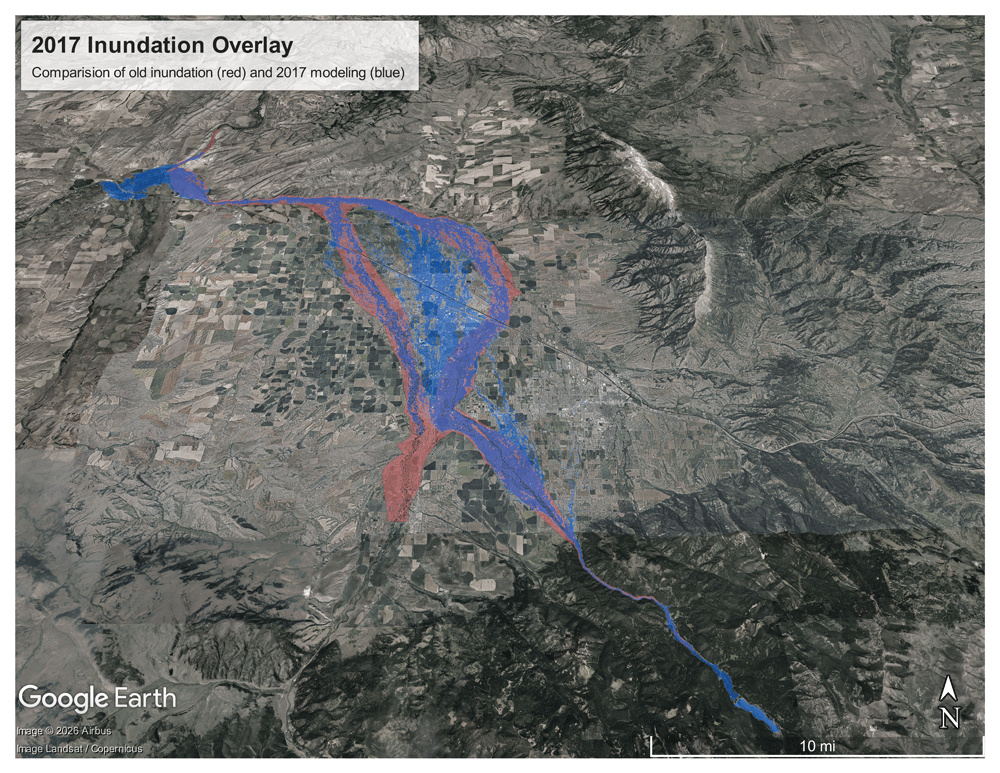 Image comparing old and new inundation modeling