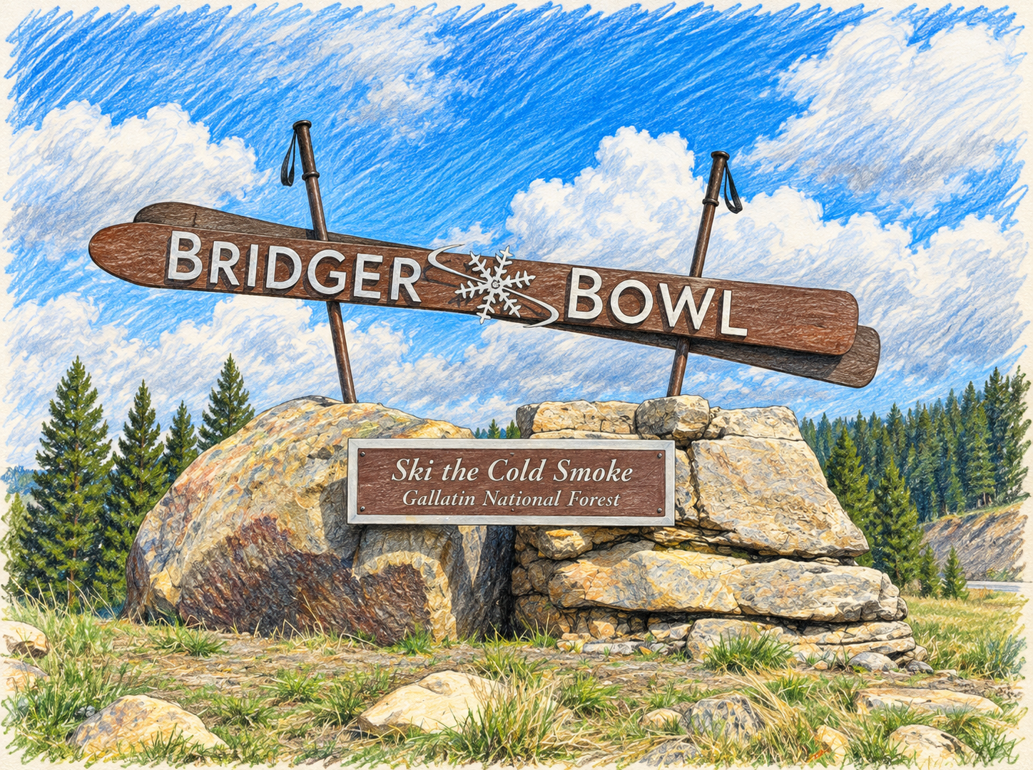 Computer generated sketch of the Bridger Bowl entrance