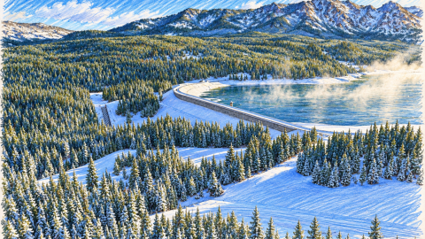 Computer generated sketch of the Middle Creek Dam