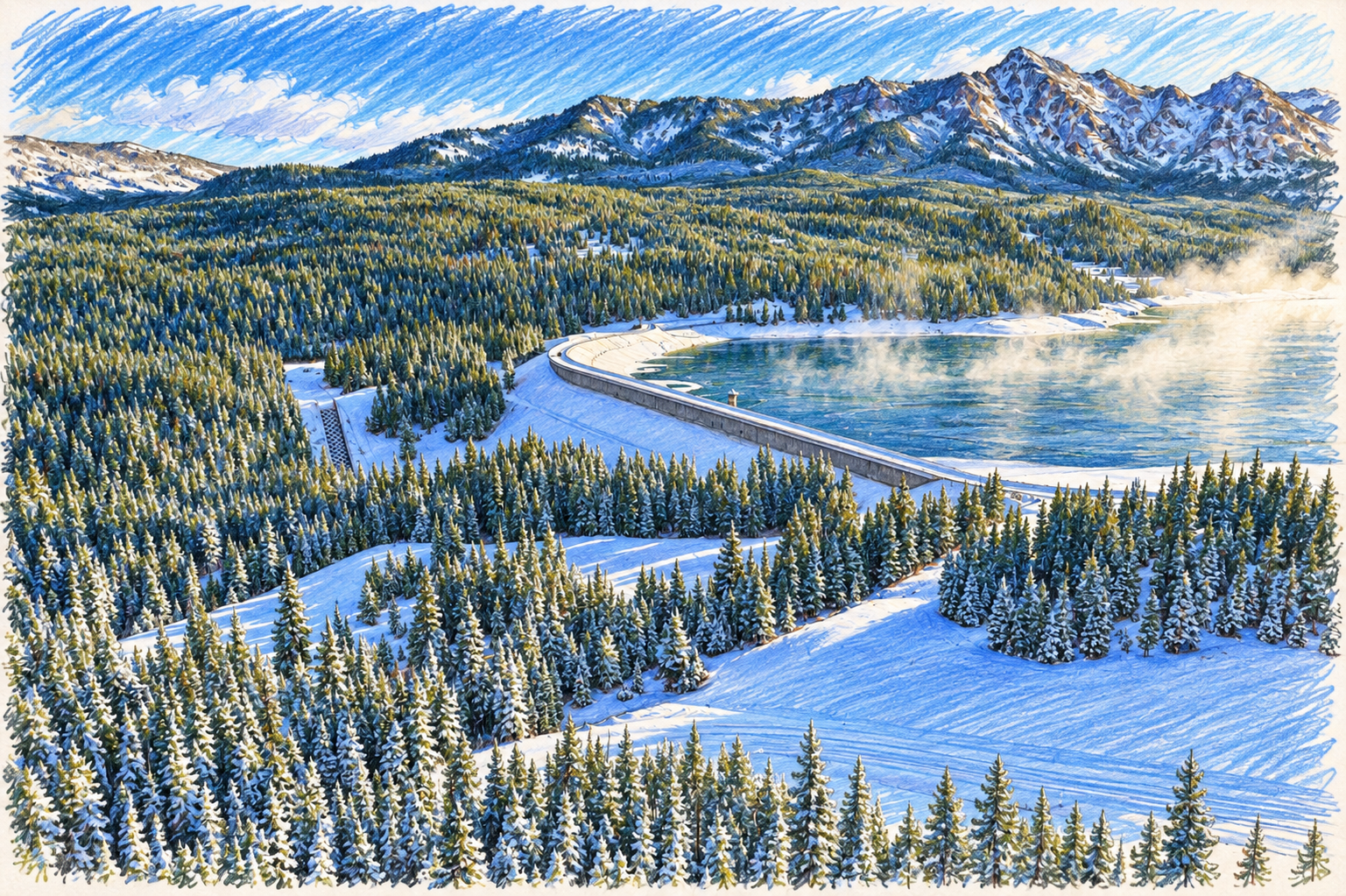 Computer generated sketch of the Middle Creek Dam