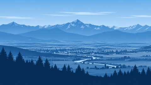 Silhouette of generic mountain valley